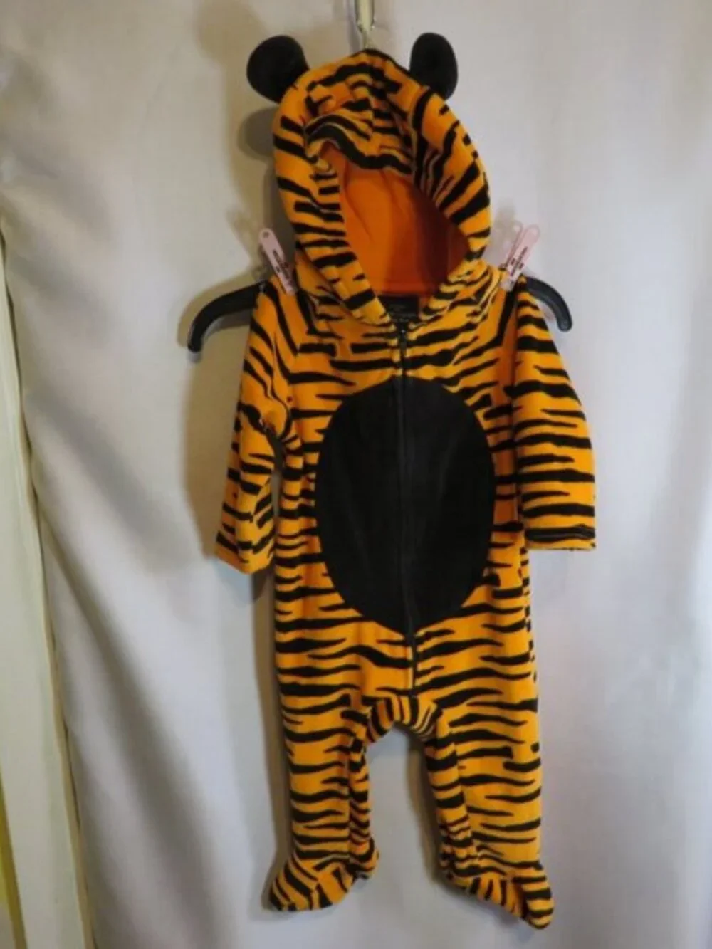Faded Glory Tiger Striped Hooded Footie Costume Sleeper 3-6M Halloween